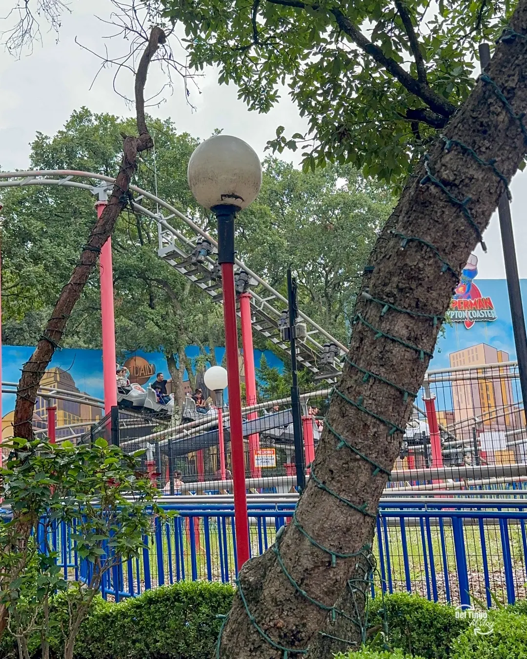 Superman Krypton Coaster y su letrero
