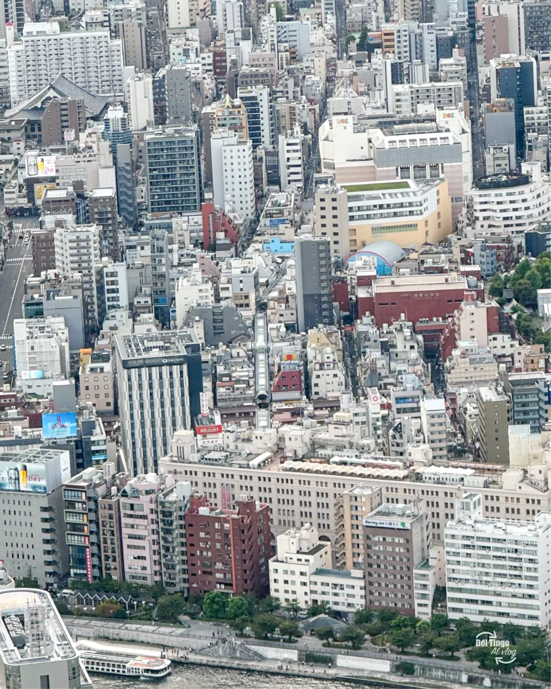 foto_5570 — vista aérea de Asakusa y el río Sumida desde el Tembo Deck del Skytree