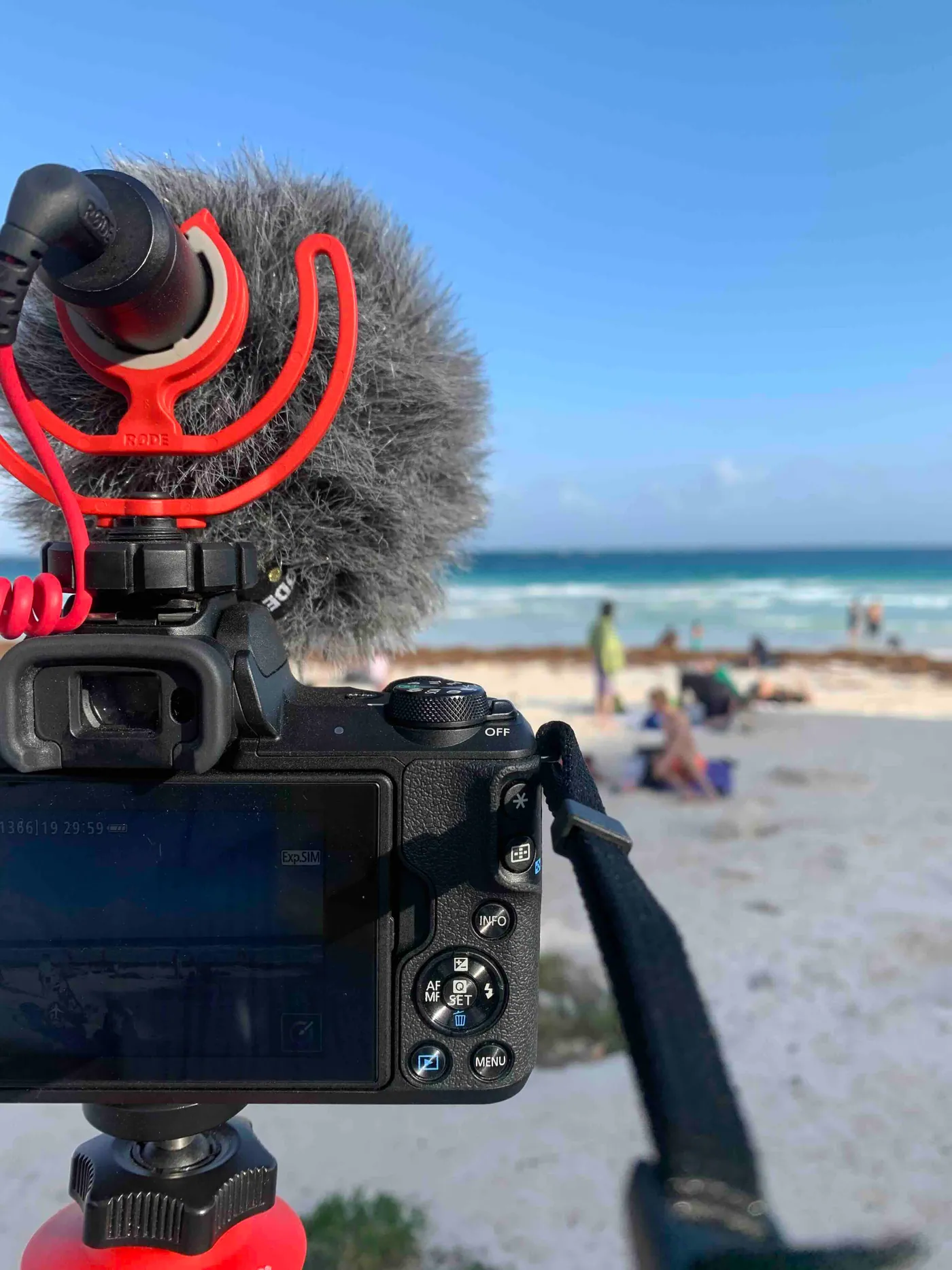 Momento de grabación durante el viaje en Playa del Carmen
